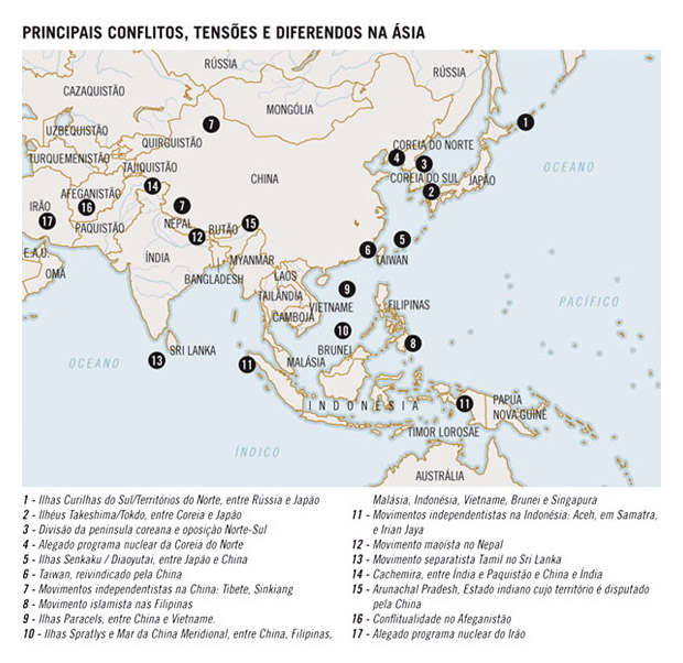 Principais conflitos, tensões e diferendos na Ásia
